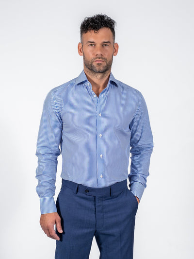 Blue Poplin Stripe