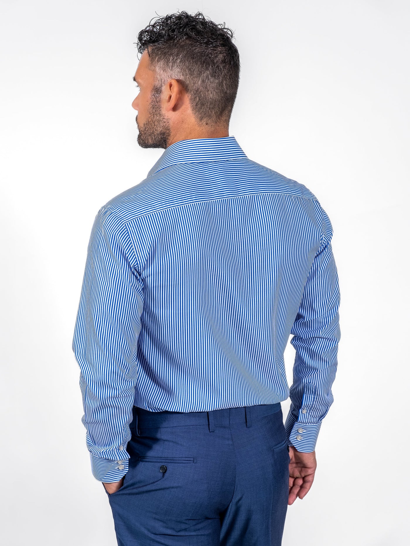 Blue Poplin Stripe