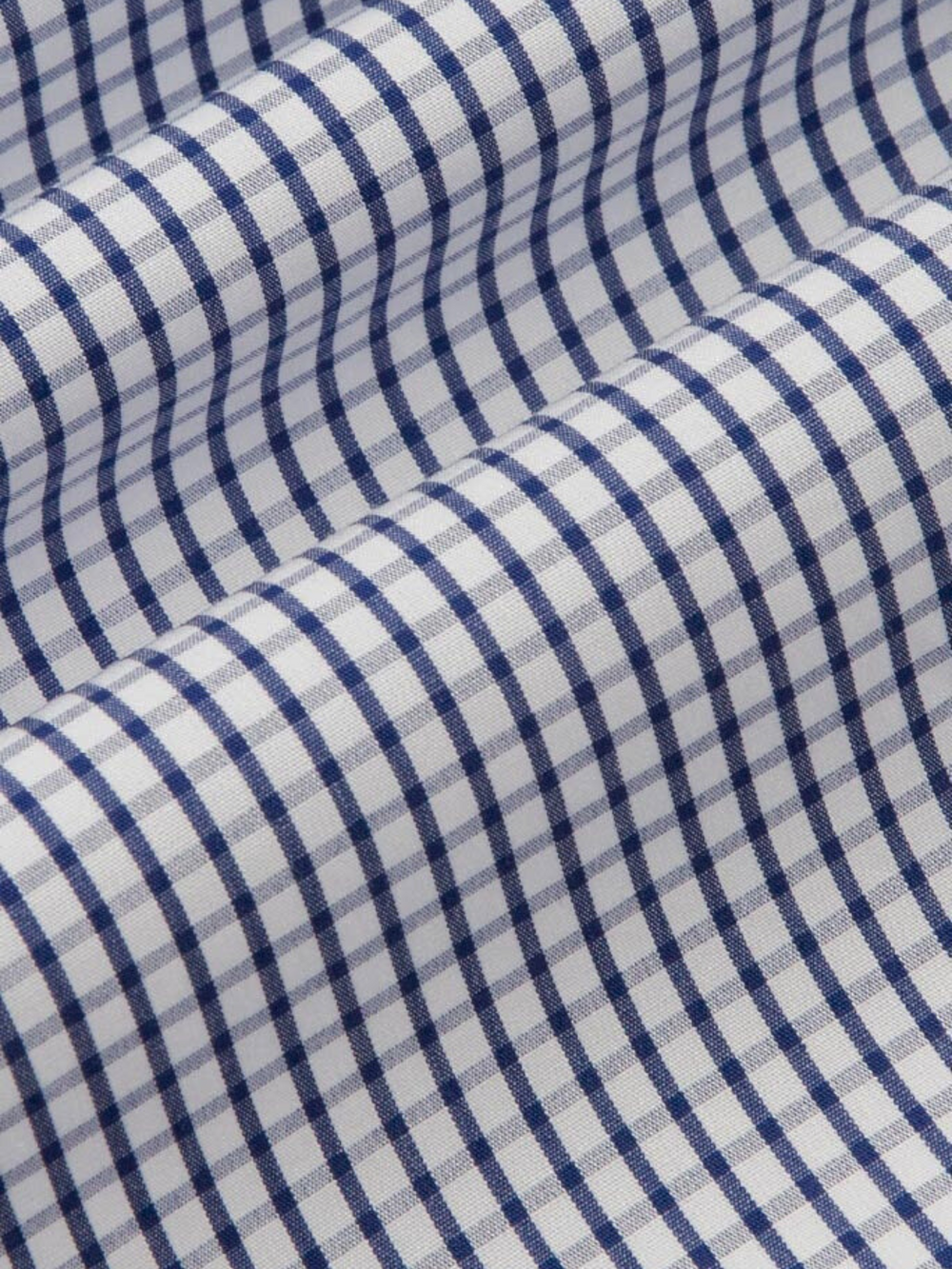 Navy Poplin Check French Cuff