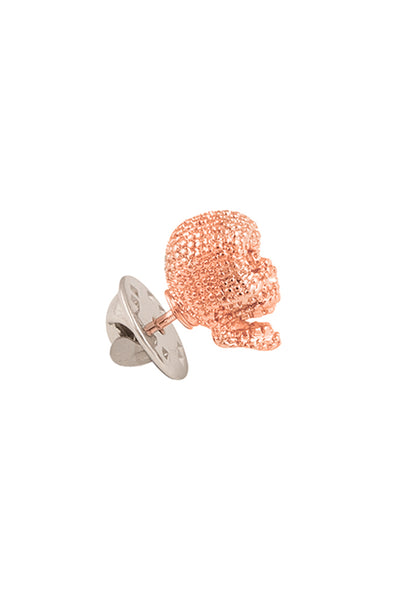 Rose Gold Textured Skull Lapel Pin