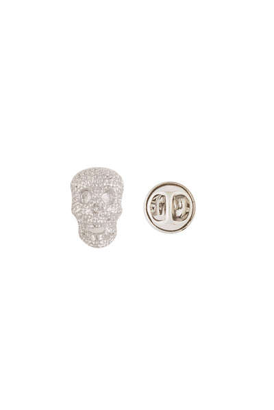 Silver Textured Skull Lapel Pin