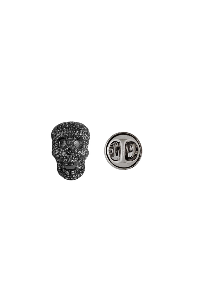 Black Textured Skull Lapel Pin