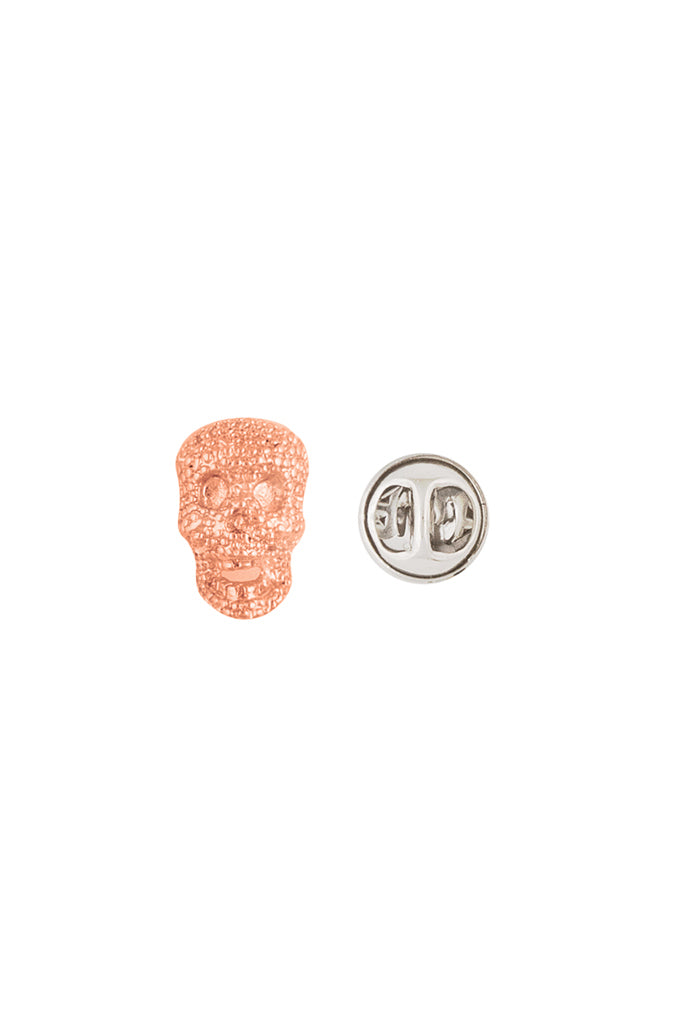 Rose Gold Textured Skull Lapel Pin