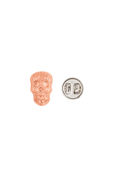 Rose Gold Textured Skull Lapel Pin