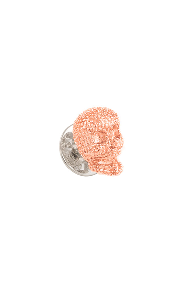 Rose Gold Textured Skull Lapel Pin