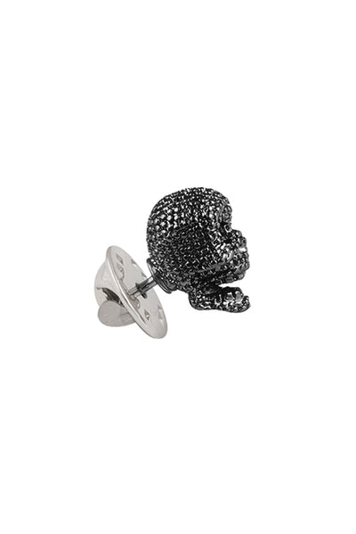 Black Textured Skull Lapel Pin